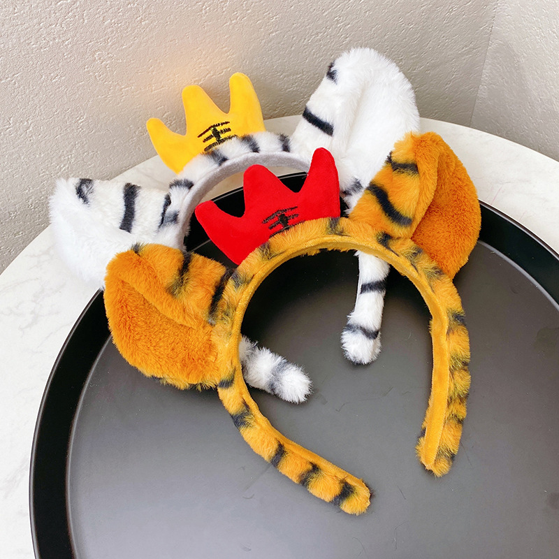 虎年可爱老虎发箍卡通头饰成人儿童拍照发卡节日表演道具虎耳头箍