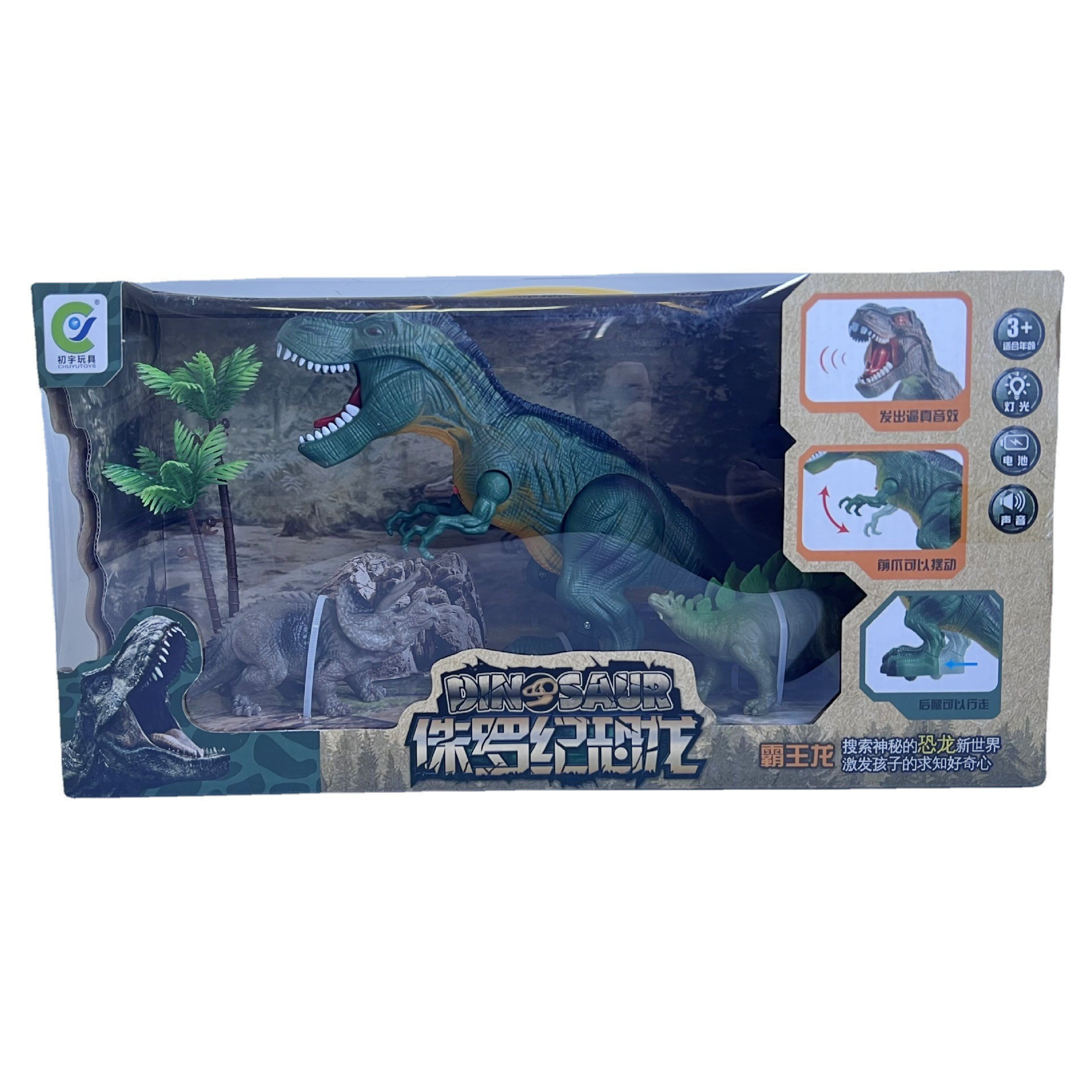 会走路发声灯光电动恐龙玩具仿真霸王龙动物模型儿童玩