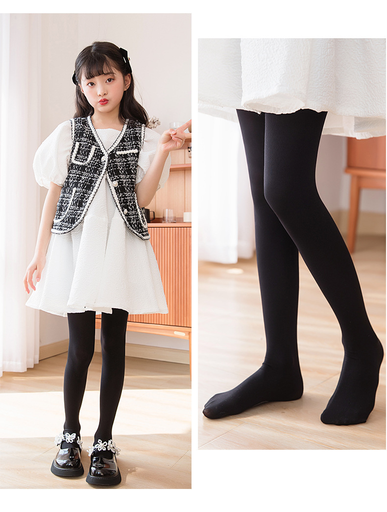 女童拉丁舞蹈袜子白色芭蕾考级练功打底裤袜抗起球大袜儿童连裤袜