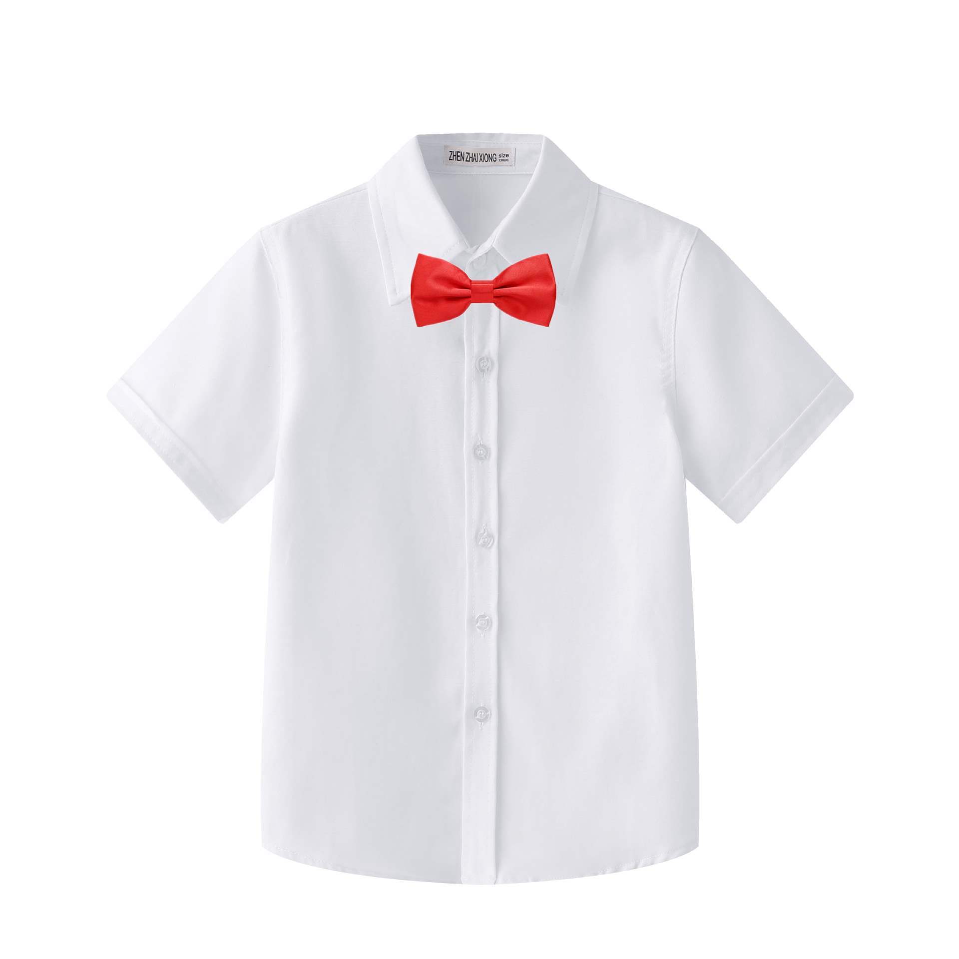 男童涤棉短袖白衬衫夏季薄款宝宝休闲儿童白衬衣小学生表演服校服