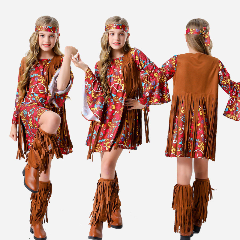 万圣节儿童演出服cosplay表演服装女童印第安人角色扮演化妆舞会