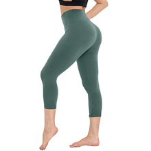 跨境新款七分高腰打底裤收腹提臀运动瑜伽裤健身塑身裤女装批发