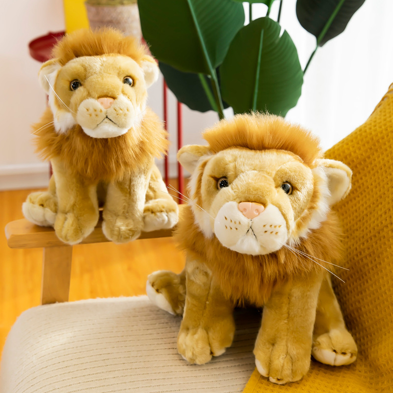 厂家批发创意仿真狮子毛绒玩具公仔森林动物系列儿童玩偶一件代发