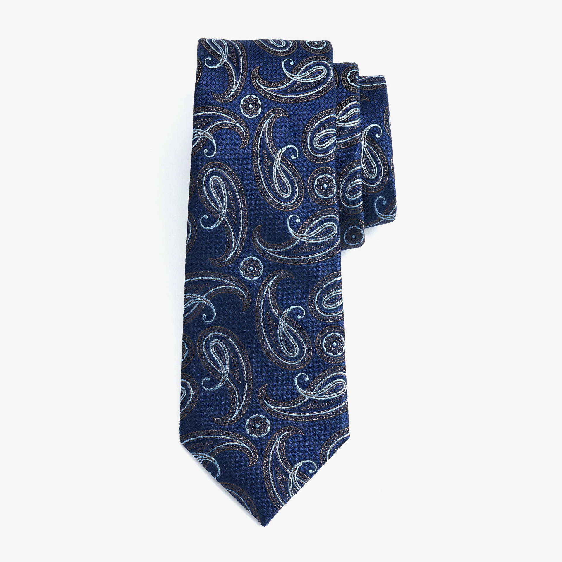 haddon & burley新款佩斯利男士商务腰果色织藏青色真丝领带8cm