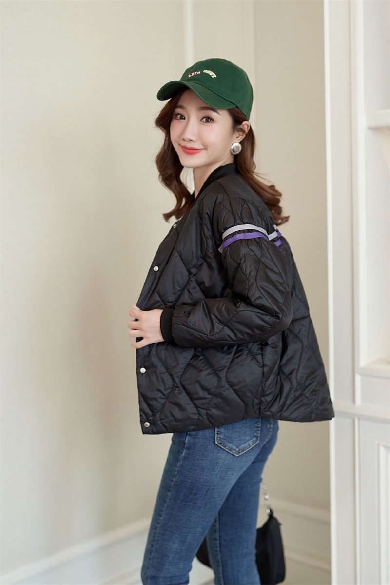 2021秋冬新款轻薄小棉服女短款韩版时尚棒球服外套潮女休闲百搭版