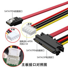 电脑电源XH2.54小4PIN+SATA转接一体硬盘光驱数据线供电线7+15P线