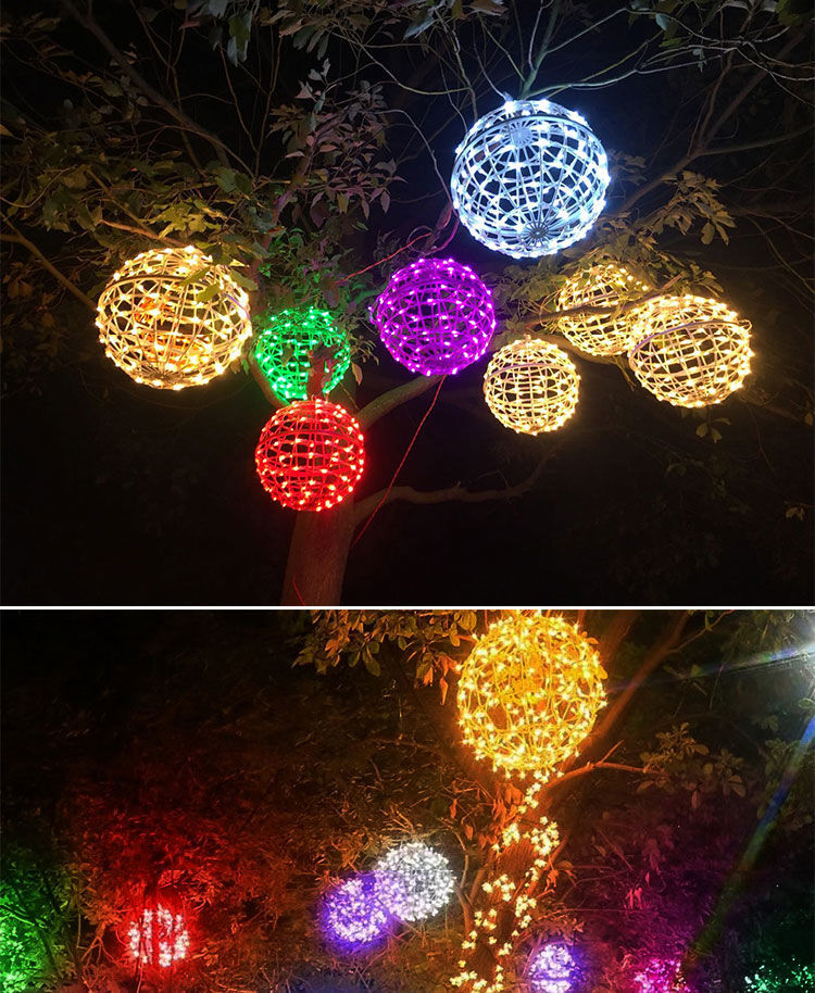 藤球灯户外防水挂树灯led彩灯串圆球灯造型灯树木街道亮化装饰灯