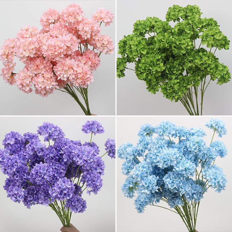 5头迷你绣球绣球花仿真花婚庆单支客厅婚礼插花装饰打底假花