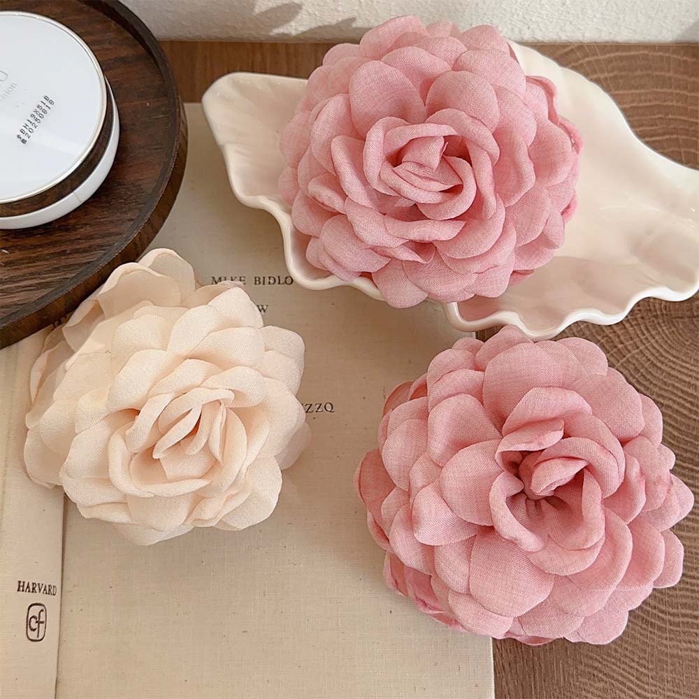 Summer Rose Flower Internet Celebrity Same Style Grip Shark Clip Back Head Girl Head Flower Updo Hair Accessories Vacation Style