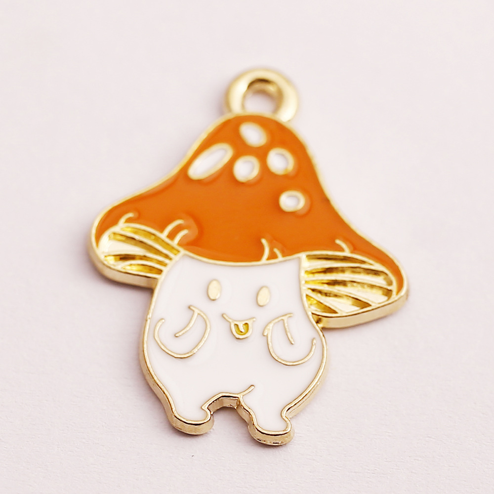 Mushroom Elf Diy Alloy Accessories Dripping Oil Ornament Earring Pendant Key Ring Pendant Hair Accessories Semi-Finished Products