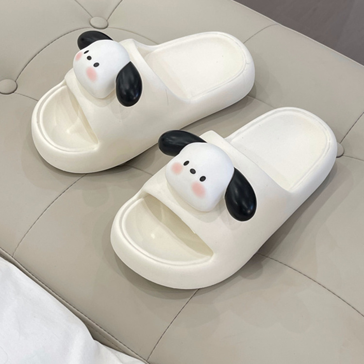 Outdoor Summer Bottom Cute Cool Bottom Puppy Slippers Non-Slip Slippers New Bathroom Wear Women's Home Korean Style Love Small Thick Soft