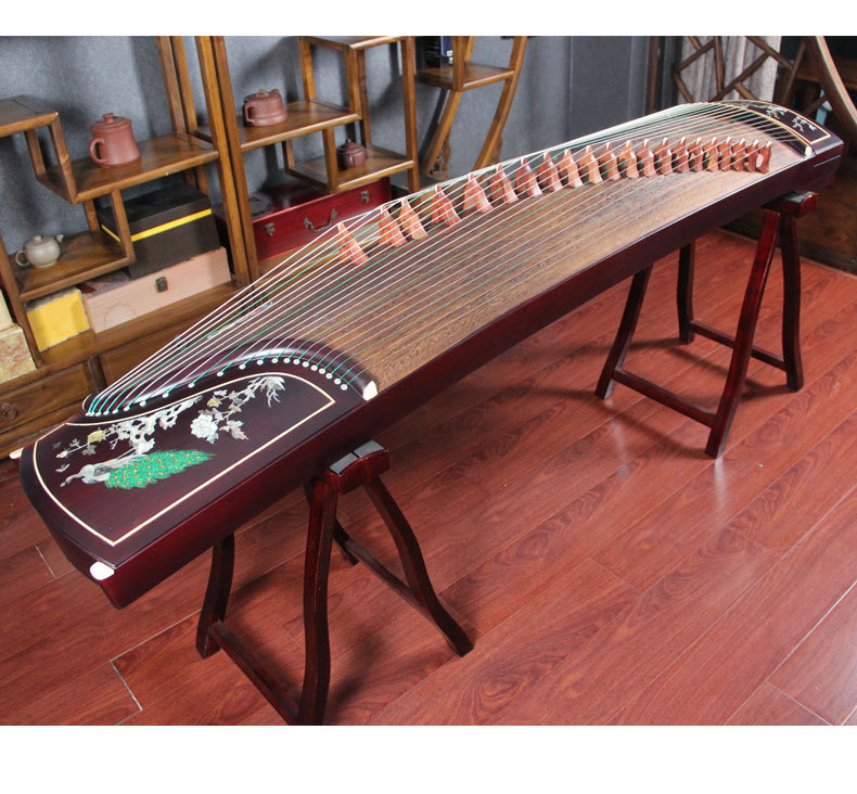 厂家批发紫檀木古筝实木初学专业考级演奏筝 锦屏射雀