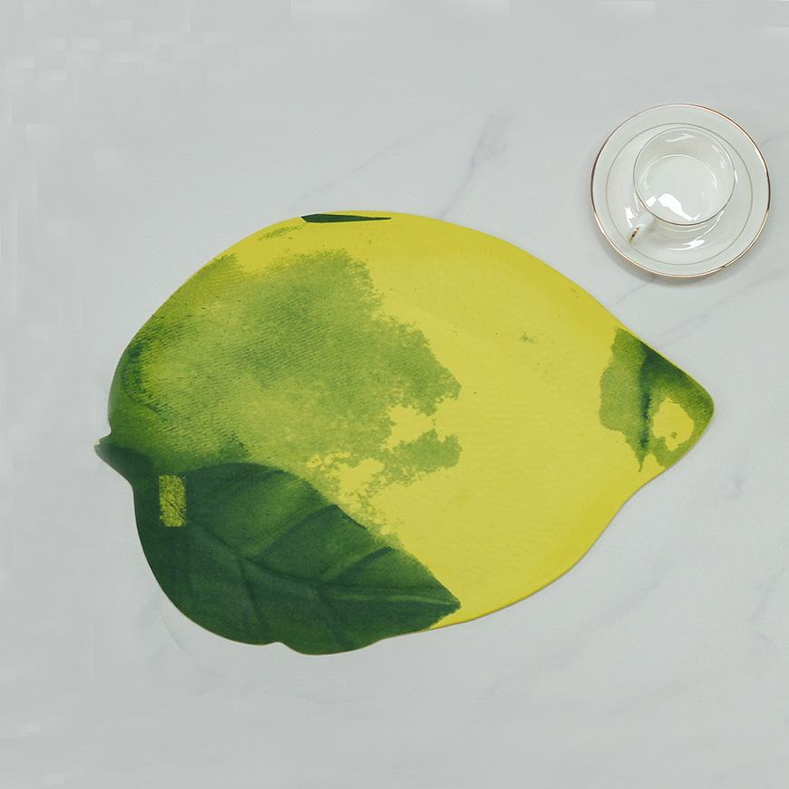 fresh lemon leaf eva printed placemat european style home decoration leaves water-proof， oil-proof and non-slip heat proof mat table mat