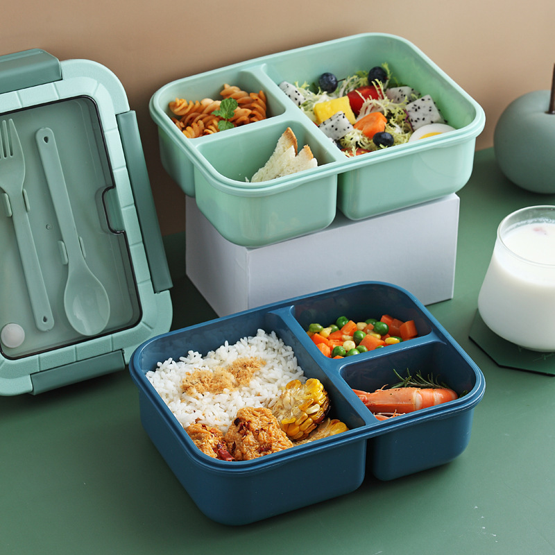 Nordic Style Lunch Box Three-Grid Microwave Oven Heating Lunch Box Office Worker Student Bento Box Tableware to-Go Box Cross-Border