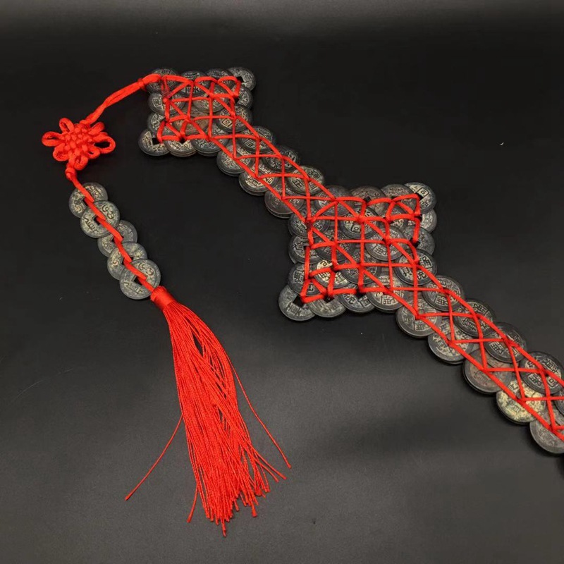 古玩仿古纯铜五帝金钱剑挂件七星剑铜钱剑法器摆件