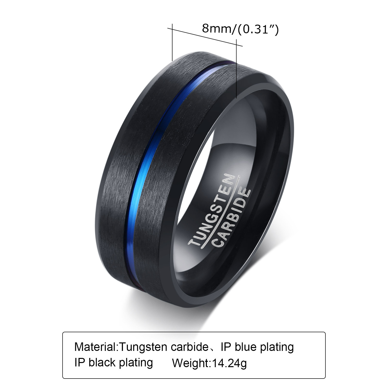 Men Rings Index Finger Ring 8mm Open Bottle Tungsten Steel Cross-Border Ring Trendy Men Finger Ring Jewelry Wholesale TCR-039