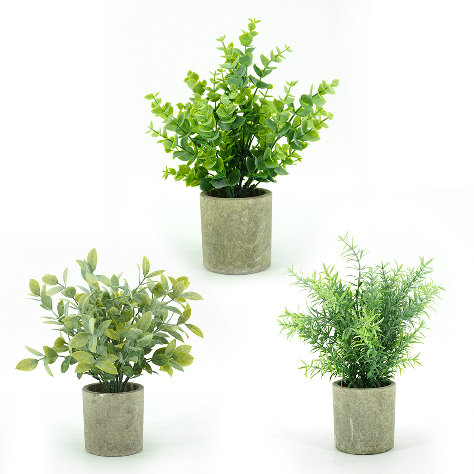 3盆装 跨境仿真绿植小盆栽组合复古圆柱盆家居桌台面摆件盆景装饰