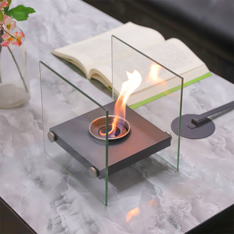 Double-Sided Glass Mini Fireplace Small Glass Fireplace Alcohol Small Fireplace Mini Alcohol Lamp