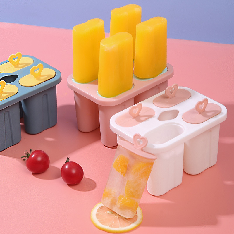 Contrast Color Four Grid Ice-Cream Mould Household Make Popsicles Ice Candy Ice Cream Ice Ice Cream Ice Tray Homemade Popsicle