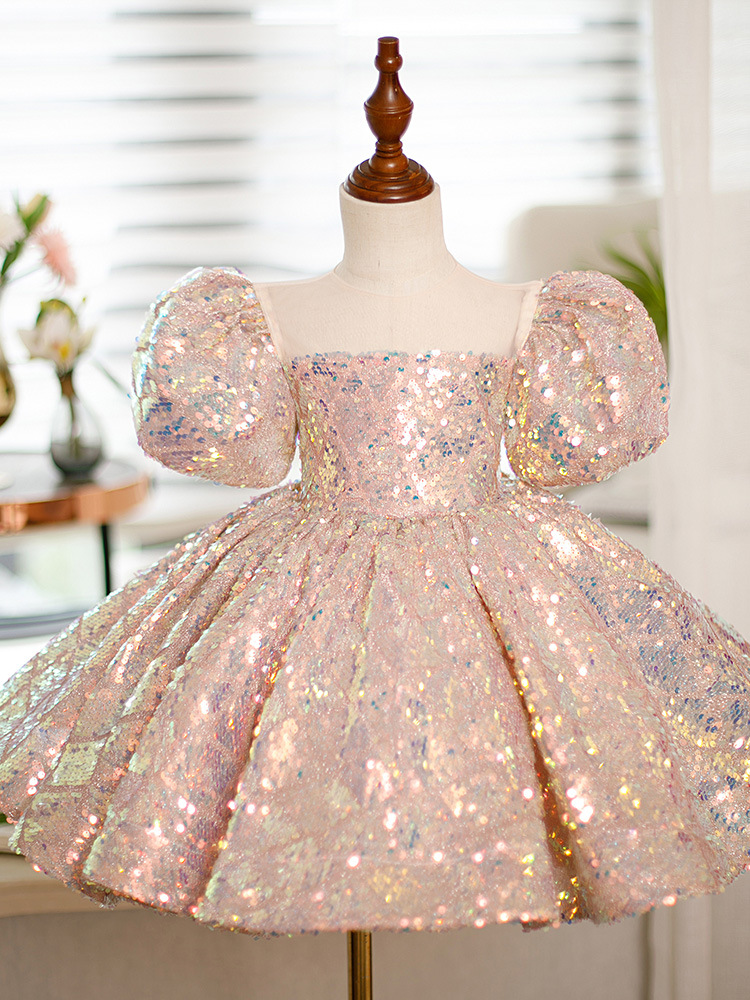 外贸花童礼服女小童婚礼宝宝一周岁婴儿公主裙洋气儿童婚纱蓬蓬裙儿童