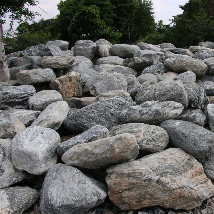 日式园林枯山水景观石庭院草地硕石点缀石