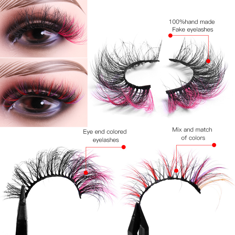  Popular European and American imitation mink hair, colored fake eyelashes, fried eyelashes, simulated dense eyelashes, 