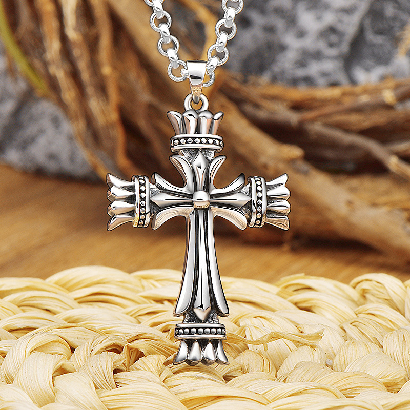s999泰银吊坠潮男款十字架项链女生高街平安挂坠时尚网红款送礼物