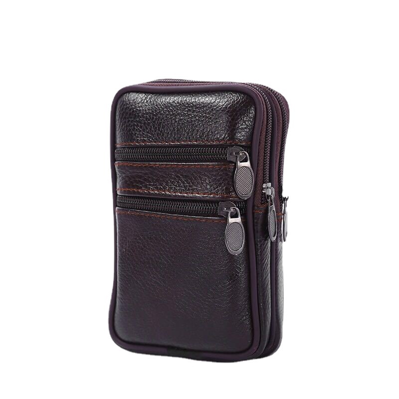 New Stall Supply Wear Mobile Phone Belt Pouch Multi-Functional Cowhide Coin Purse Horizontal Business Factory Wholesale