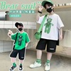Boy Summer wear new pattern Boy summer Short sleeved shorts suit Western style Easy CUHK clothes Two piece set