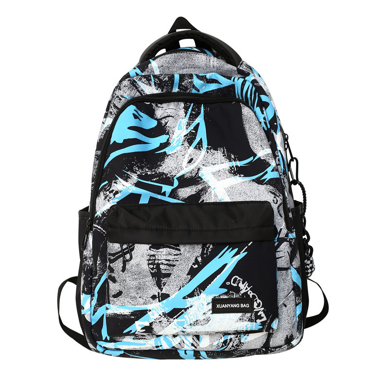 2022 New Fashion School Bag Female Personality Camouflage Graffiti Couple Backpack Large Capacity Medium and Large Student Backpack