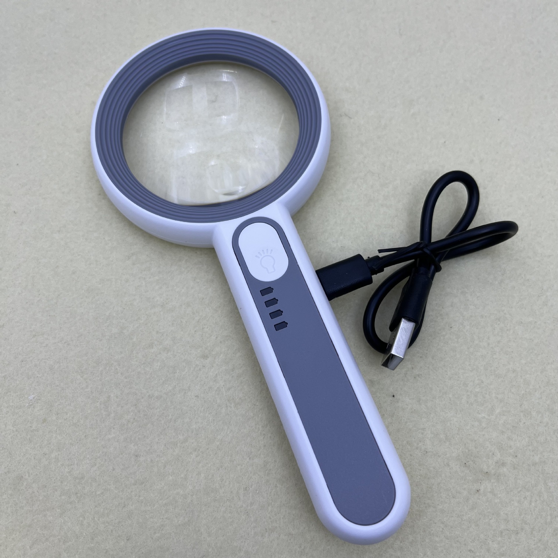 New 6516c Handheld Magnifying Glass 16 LED Lights Three-Gear Brightness Adjustment Touch Switch with Power Display