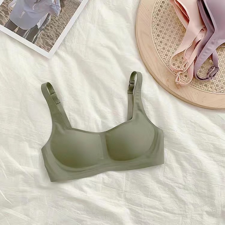 MeTwo French Style Small Square Collar off-Neck Air Bra Wireless Thin Push up Breast Holding Rubber Bra Underwear for Women