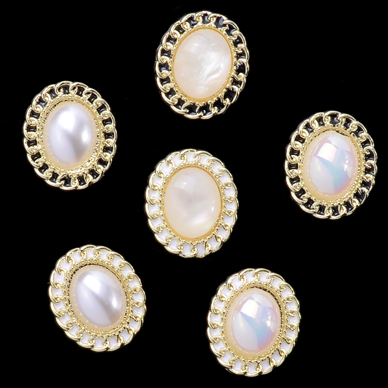 fashion retro debutante style oval flower disk drill buckle alloy accessory inlaid pearl cat eye handmade material