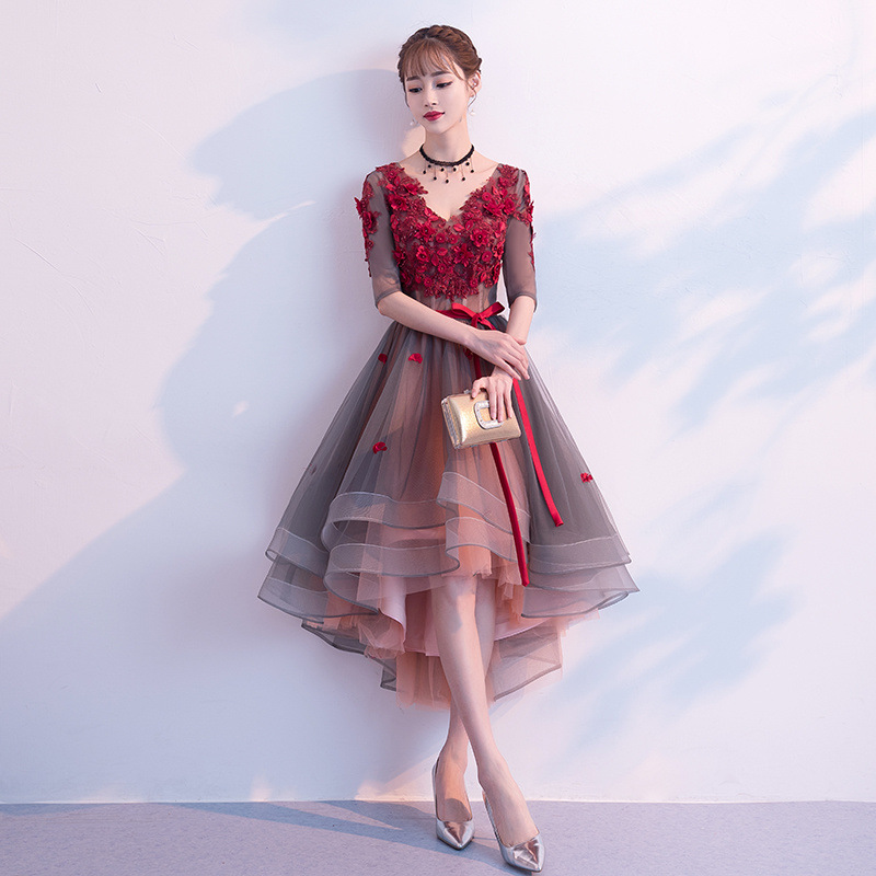 2024新款短款高贵优雅敬酒服新娘前短后长结婚晚礼服裙女名媛宴会