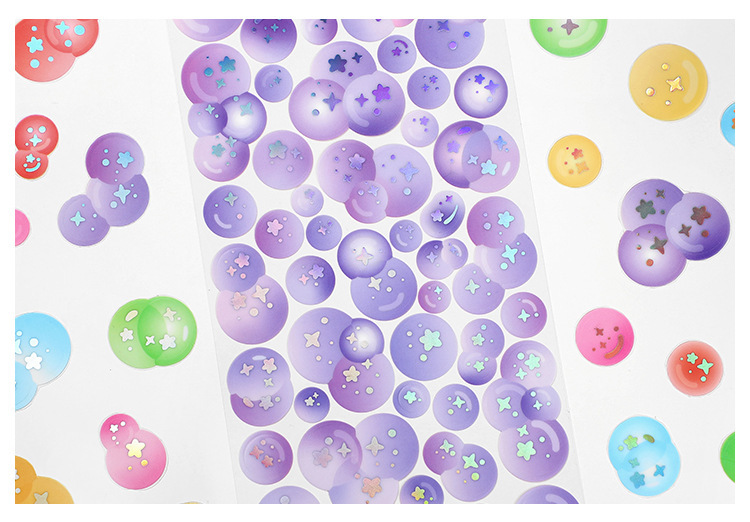 mepet贴纸 泡泡汽水系列 烫金圆点diy手帐装饰贴单张入6款