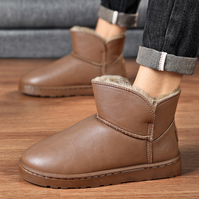 冬季雪地靴男2023新款加厚加绒保暖棉鞋防滑皮毛一体韩版潮高帮鞋