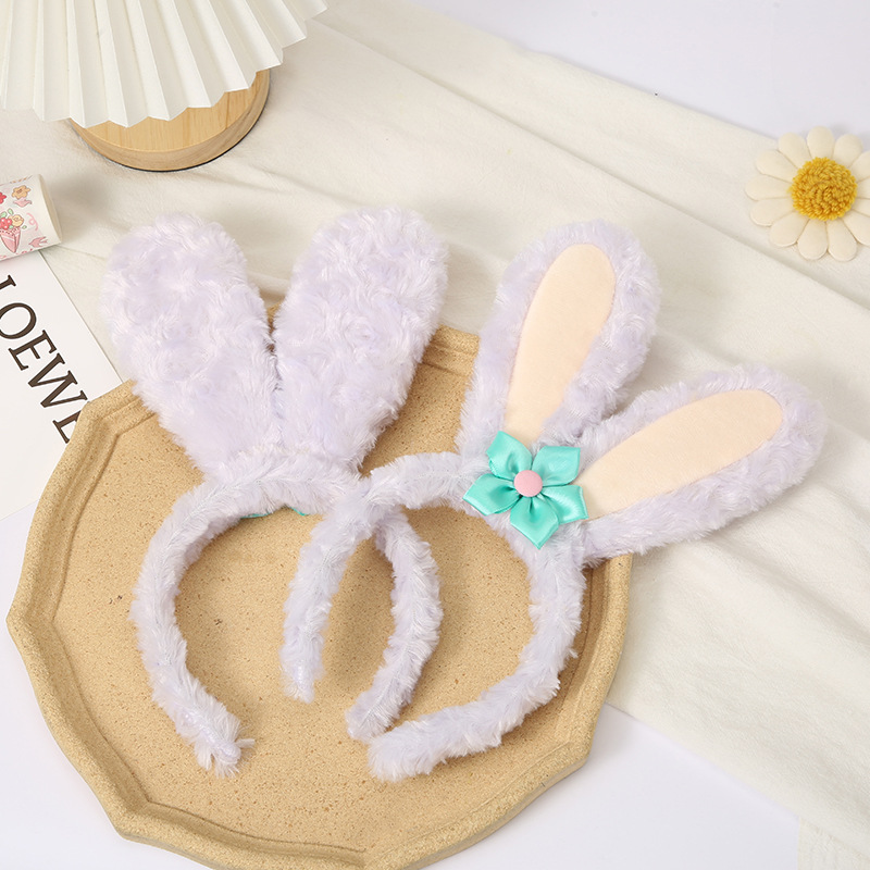 StellaLou Rabbit Ears Hair Hoop Korean Style Girl Cute Cartoon Doll Hair Band Hair Clip Headband Plush Washing Face Hair Band