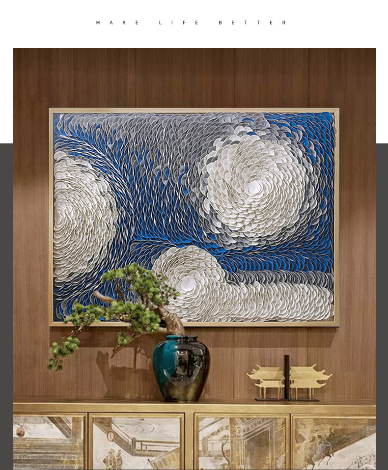 后现代皮革艺术实物画客厅玄关卧室个性装饰画样板房酒店立体挂画-阿