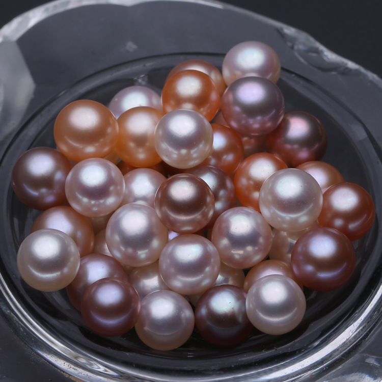 诸暨山下湖淡水珍珠正圆散珠裸珠颗粒珠半成品半孔diy手工