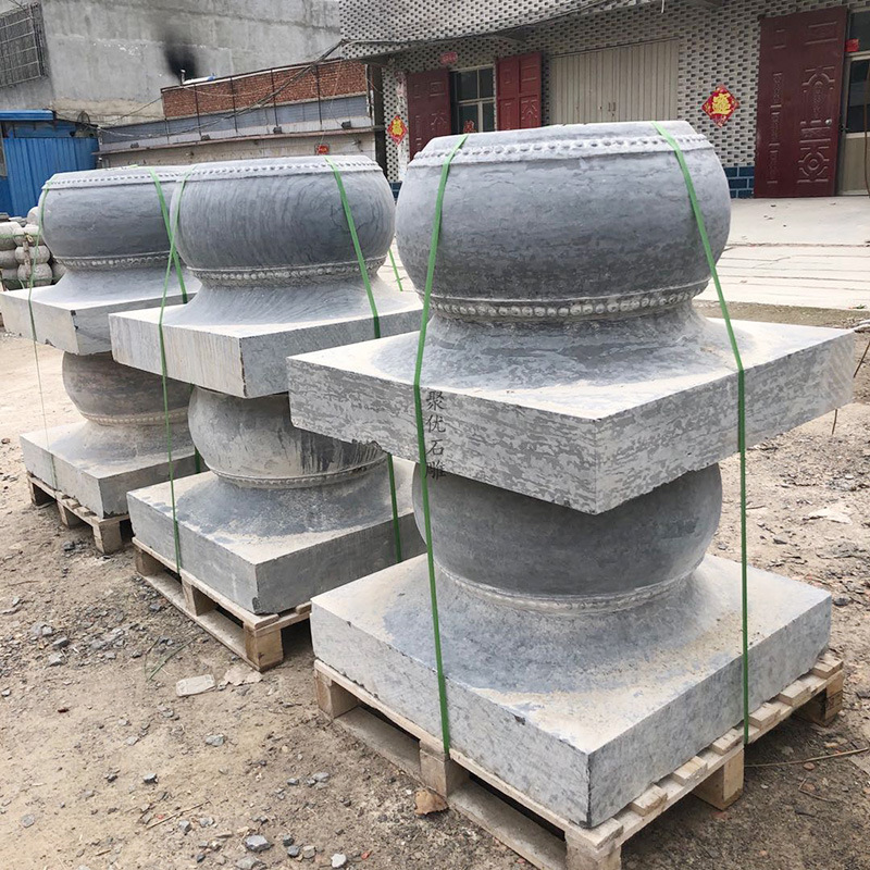 厂家供应柱石墩寺庙柱墩青石雕花柱脚 长廊柱脚钻空底座覆盆石