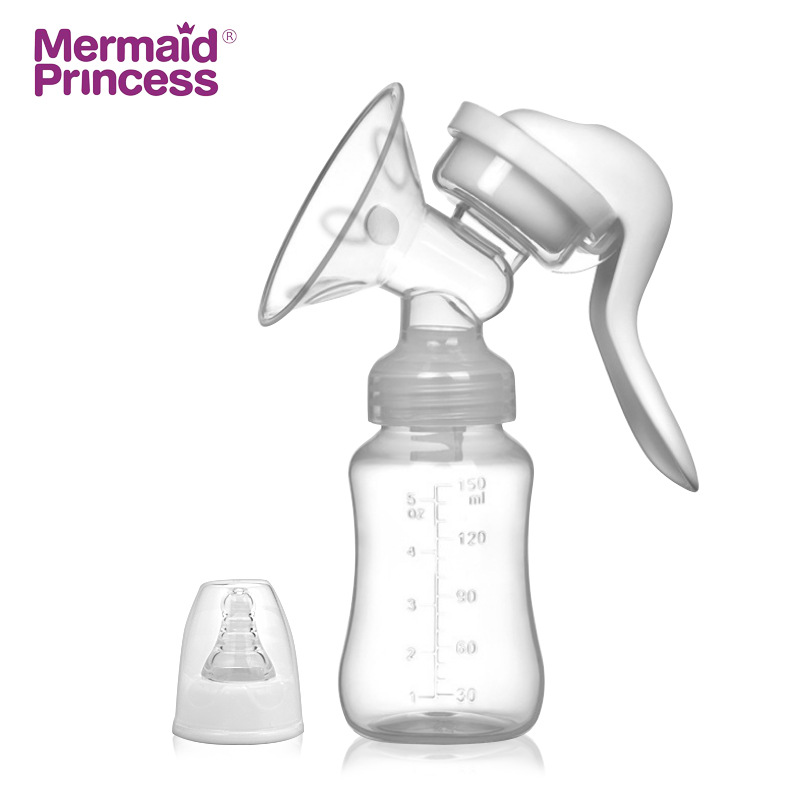 Mermaid Princess Cross-Border New Arrival Manual Breast Pump Large Suction Single Side Breast Pump Portable Milker Factory Wholesale