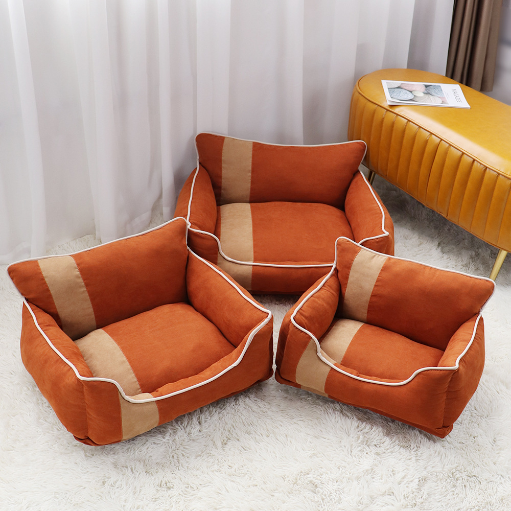 Autumn and Winter Warm Sofa Can Be Fully Removable Washable Thickened Doghouse Cathouse Factory Direct Sales Cartoon Pet Supplies