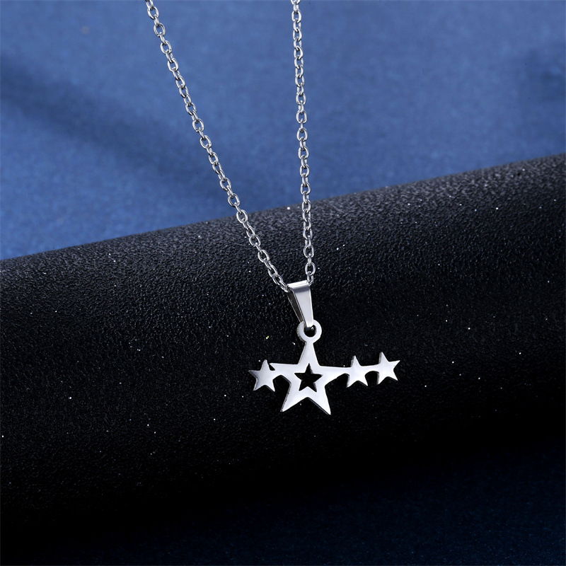 European and American Stainless Steel XINGX Necklace and Earring Suit Female Bohemian Five-Pointed Star Necklace Amazon Ornament Supply