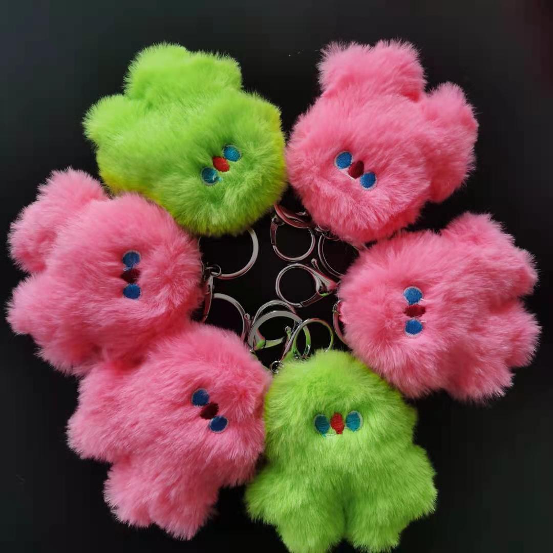 批发 韩国ins粉色毛绒小玩偶笨笨钥匙扣挂件 一件代发