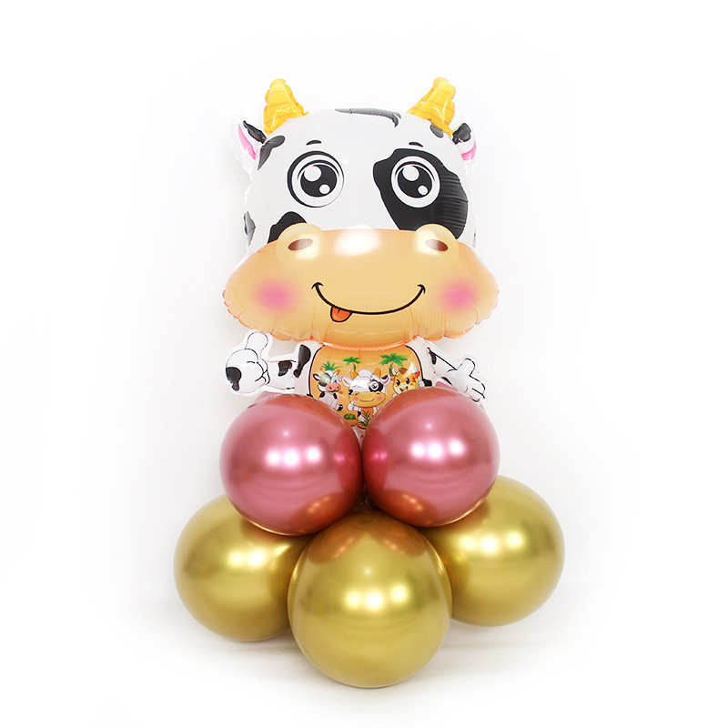 2021牛年动物铝膜气球金角牛奶牛头造型气球年会派对装饰气球批发