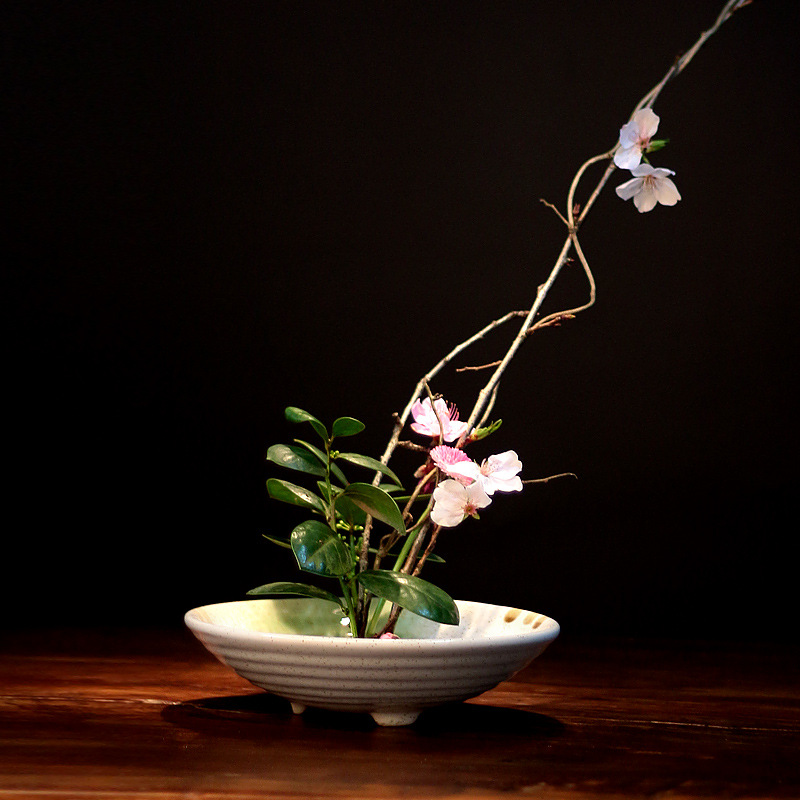 剑山插花日式花器花艺小源流花道插花教学花盆禅意创意花盆陶瓷
