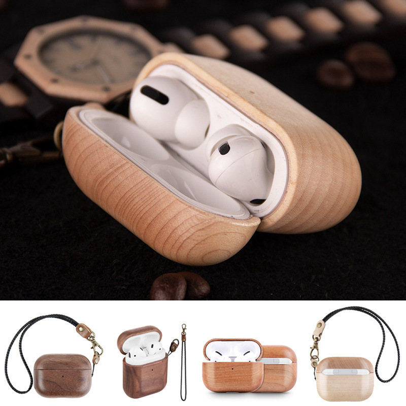 applicable to apple earphone case airpods protective cover solid wood pro2 bluetooth protective case airpods3 second and third generations