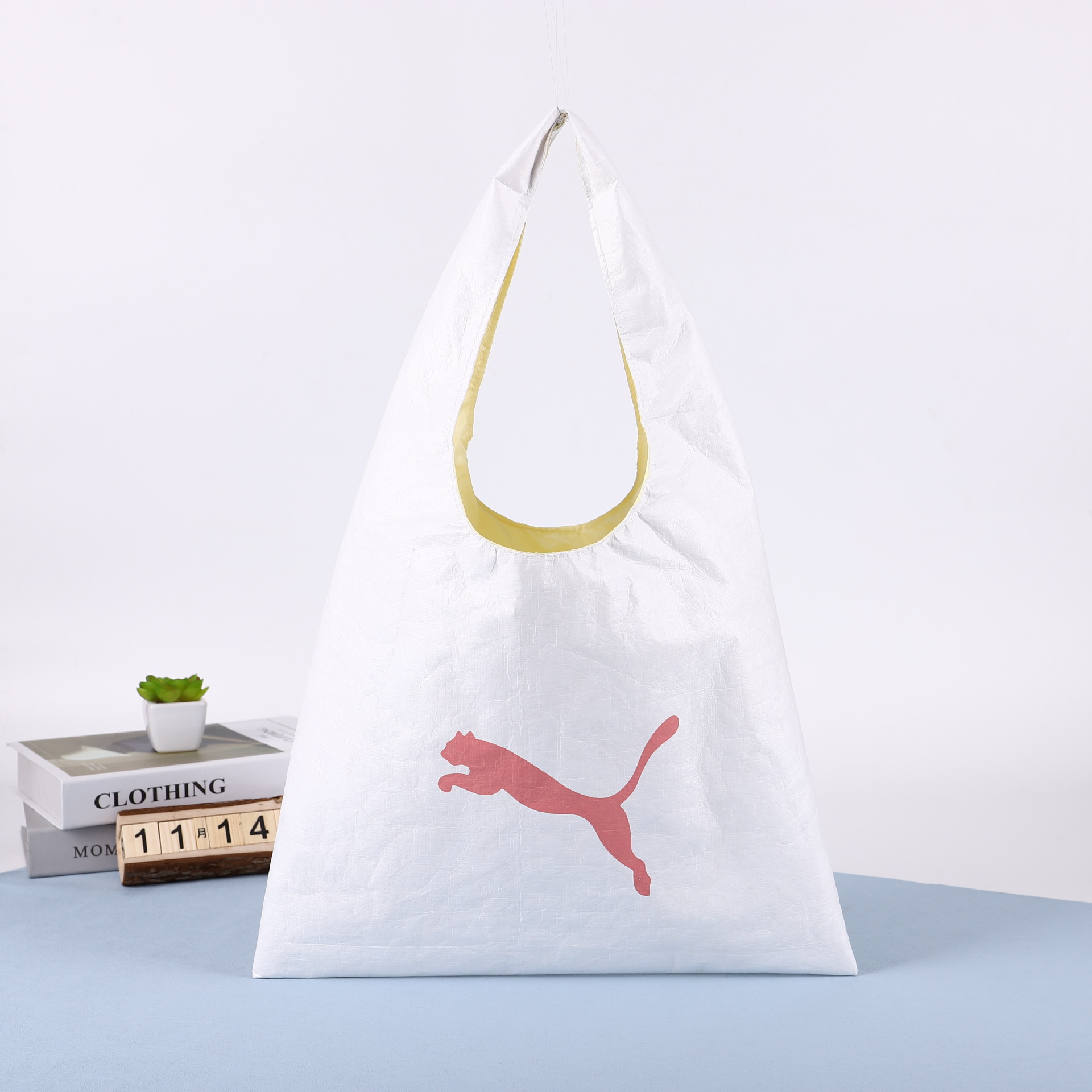 Qiqiang Advertising Shopping Bag Logo Printed DuPont Paper Bag Student DIY Washable Large Capacity Totes