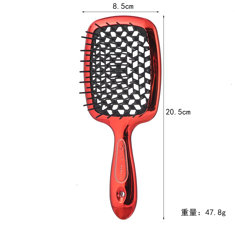 Hot Sale in Europe and America Electroplating Mesh Comb Mirror Reflective Advanced Curly Hair Hairdressing Comb Massage Scalp Hair Straight Comb