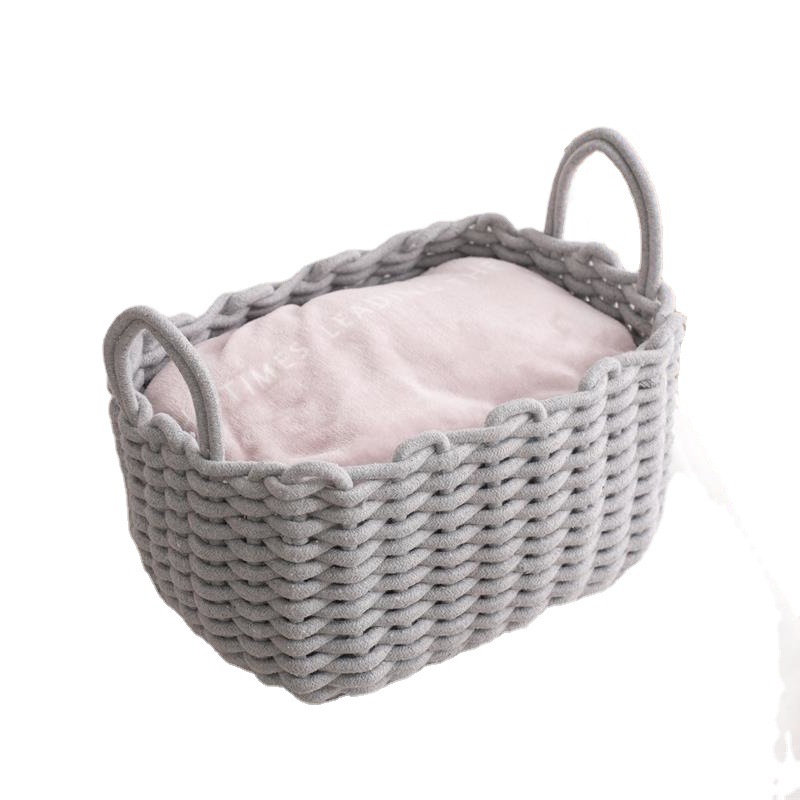 Nordic Instagram Style Hand-Knitted Cotton Rope Storage Basket Desktop Cosmetics Snacks Toy Key Storage Basket